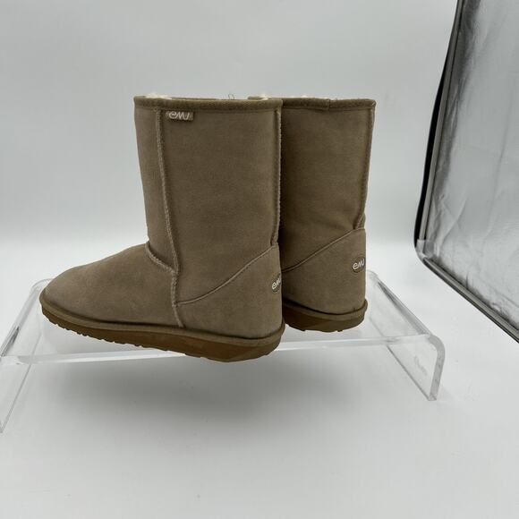 EMU Bronte Lo Suede Upper Boot w/ Merino Wool Lining Size W-F10/M-H9 Beige Clean - Picture 3 of 16